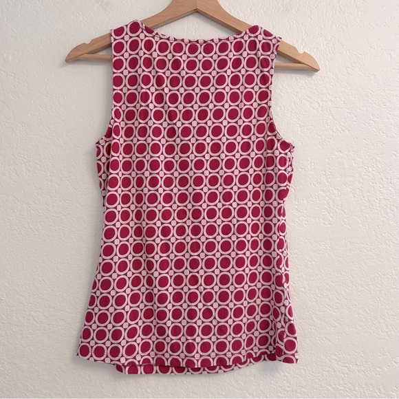 Ann Taylor Red-White Patterned Tank Top Blouse, Size S - Picture 3 of 5